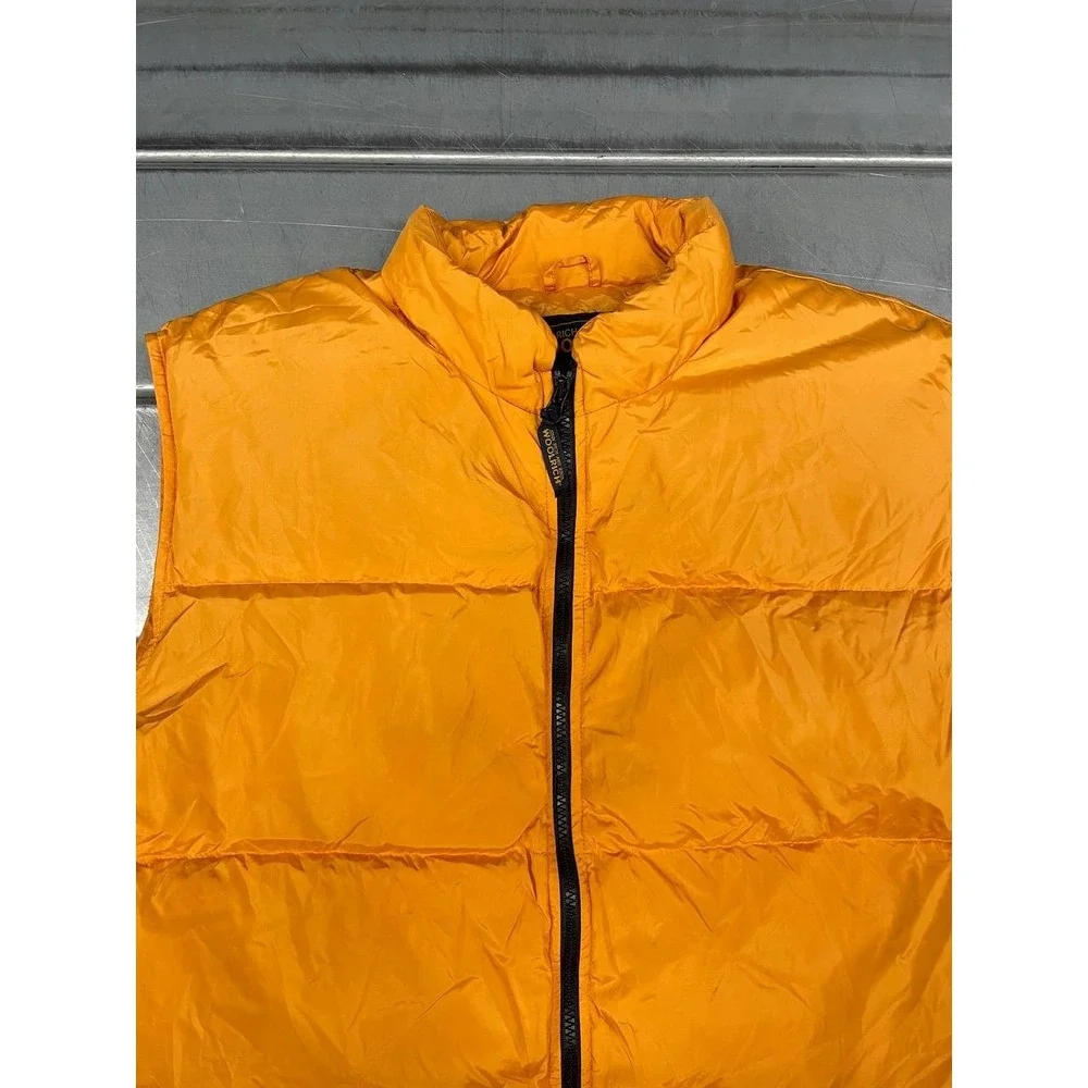 Vintage Woolrich‎ Puffer Vest Mens Large Orange Duck Down Full Zip